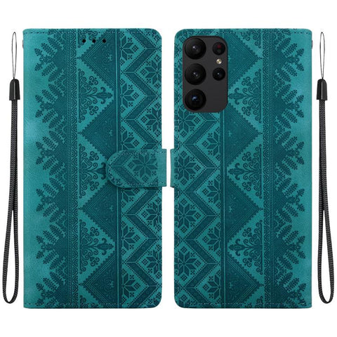 Ethnic Pattern Embossed Vegan Leather Phone Case, For Galaxy S25 Ultra 5G, For Galaxy S24 FE 5G, For Galaxy S24 Ultra 5G, For Galaxy S24+ 5G, For Galaxy S24 5G, For Galaxy S23 FE 5G, For Galaxy S23 Ultra 5G, For Galaxy S23+ 5G