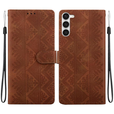 Ethnic Pattern Embossed Vegan Leather Phone Case, For Galaxy S25 Ultra 5G, For Galaxy S24 FE 5G, For Galaxy S24 Ultra 5G, For Galaxy S24+ 5G, For Galaxy S24 5G, For Galaxy S23 FE 5G, For Galaxy S23 Ultra 5G, For Galaxy S23+ 5G