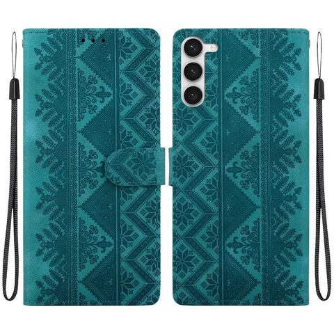 Ethnic Pattern Embossed Vegan Leather Phone Case, For Galaxy S25 Ultra 5G, For Galaxy S24 FE 5G, For Galaxy S24 Ultra 5G, For Galaxy S24+ 5G, For Galaxy S24 5G, For Galaxy S23 FE 5G, For Galaxy S23 Ultra 5G, For Galaxy S23+ 5G