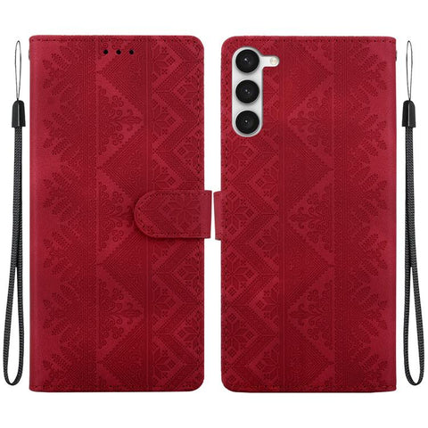 Ethnic Pattern Embossed Vegan Leather Phone Case, For Galaxy S25 Ultra 5G, For Galaxy S24 FE 5G, For Galaxy S24 Ultra 5G, For Galaxy S24+ 5G, For Galaxy S24 5G, For Galaxy S23 FE 5G, For Galaxy S23 Ultra 5G, For Galaxy S23+ 5G