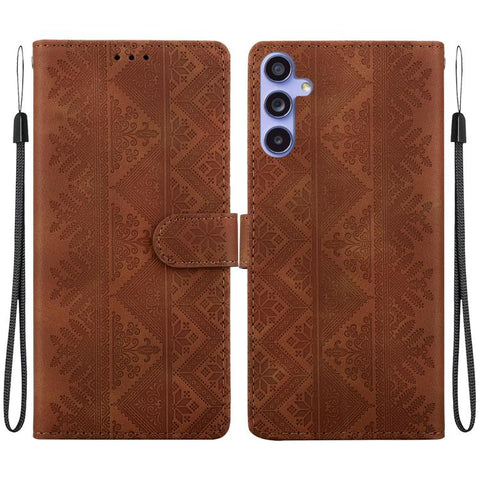 Ethnic Pattern Embossed Vegan Leather Phone Case, For Galaxy S25 Ultra 5G, For Galaxy S24 FE 5G, For Galaxy S24 Ultra 5G, For Galaxy S24+ 5G, For Galaxy S24 5G, For Galaxy S23 FE 5G, For Galaxy S23 Ultra 5G, For Galaxy S23+ 5G