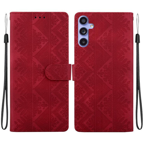 Ethnic Pattern Embossed Vegan Leather Phone Case, For Galaxy S25 Ultra 5G, For Galaxy S24 FE 5G, For Galaxy S24 Ultra 5G, For Galaxy S24+ 5G, For Galaxy S24 5G, For Galaxy S23 FE 5G, For Galaxy S23 Ultra 5G, For Galaxy S23+ 5G