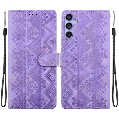 Ethnic Pattern Embossed Vegan Leather Phone Case, For Galaxy S25 Ultra 5G, For Galaxy S24 FE 5G, For Galaxy S24 Ultra 5G, For Galaxy S24+ 5G, For Galaxy S24 5G, For Galaxy S23 FE 5G, For Galaxy S23 Ultra 5G, For Galaxy S23+ 5G