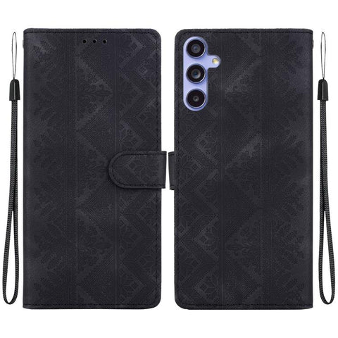 Ethnic Pattern Embossed Vegan Leather Phone Case, For Galaxy S25 Ultra 5G, For Galaxy S24 FE 5G, For Galaxy S24 Ultra 5G, For Galaxy S24+ 5G, For Galaxy S24 5G, For Galaxy S23 FE 5G, For Galaxy S23 Ultra 5G, For Galaxy S23+ 5G