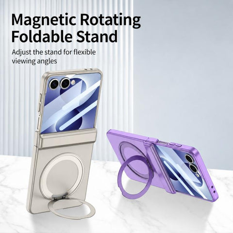 GKK Integrated Magnetic Folding Hinge Full Coverage Phone Case with Rotating Bracket, For Galaxy Z Flip8 5G