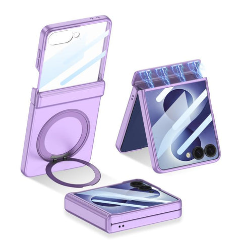 GKK Integrated Magnetic Folding Hinge Full Coverage Phone Case with Rotating Bracket, For Galaxy Z Flip8 5G