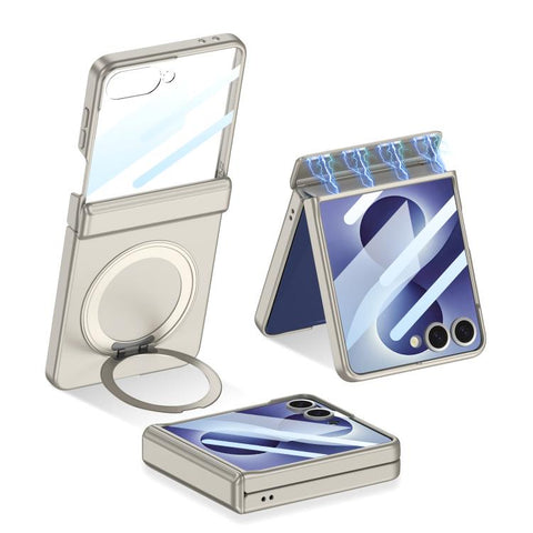 GKK Integrated Magnetic Folding Hinge Full Coverage Phone Case with Rotating Bracket, For Galaxy Z Flip8 5G