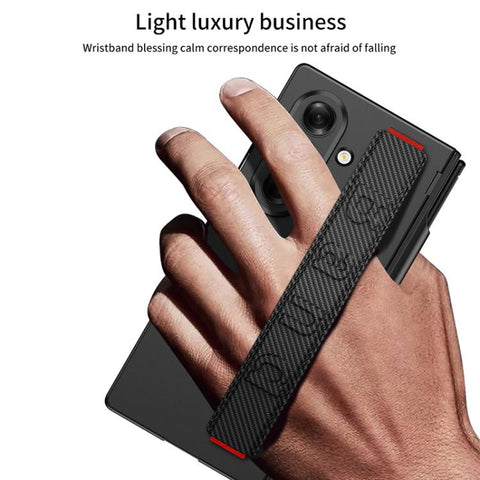 GKK Integrated Magnetic Folding Hinge Phone Case with Wrist Strap & Pen Holder, For Galaxy Z Fold8 Ultra 5G
