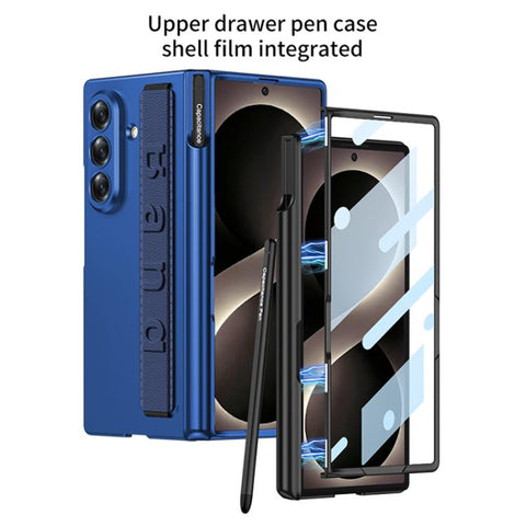 GKK Integrated Magnetic Folding Hinge Phone Case with Wrist Strap & Pen Holder, For Galaxy Z Fold8 Ultra 5G