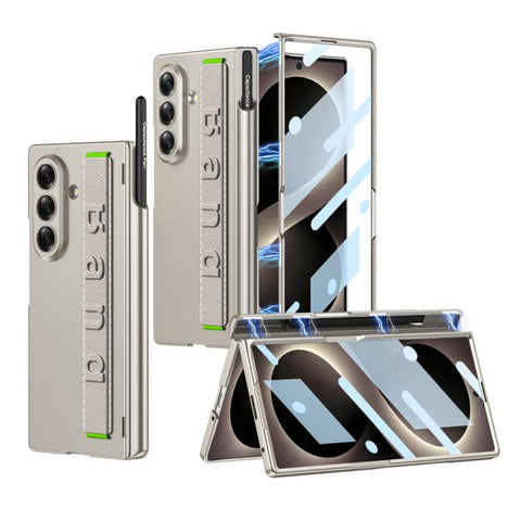 GKK Integrated Magnetic Folding Hinge Phone Case with Wrist Strap & Pen Holder, For Galaxy Z Fold8 Ultra 5G