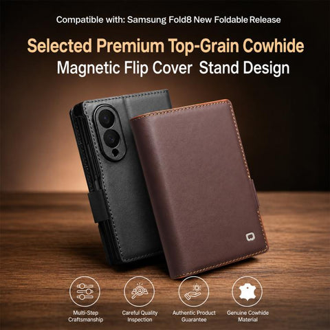 QIALINO Classic Gen2 Genuine Leather Phone Case, For Galaxy Z Fold8 5G, For Galaxy Z Fold8 Ultra 5G, For Galaxy Z Flip8 5G