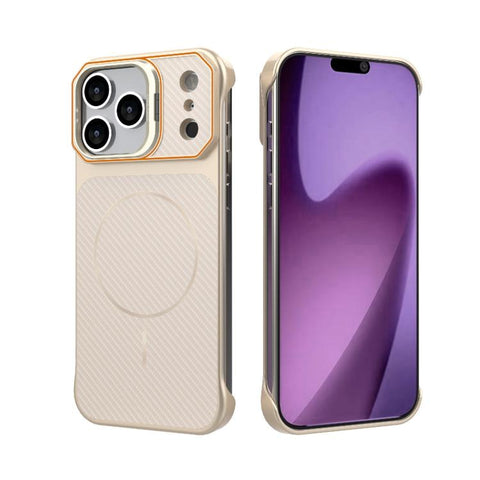 Frameless Half-Wrapped Carbon Fiber Texture PC Magnetic Phone Case, For iPhone 18 Pro, For iPhone 18 Pro Max, For iPhone 17 Pro Max, For iPhone 17 Pro, For iPhone 17, For iPhone 16 Pro Max, For iPhone 16 Pro, For iPhone 16 Plus