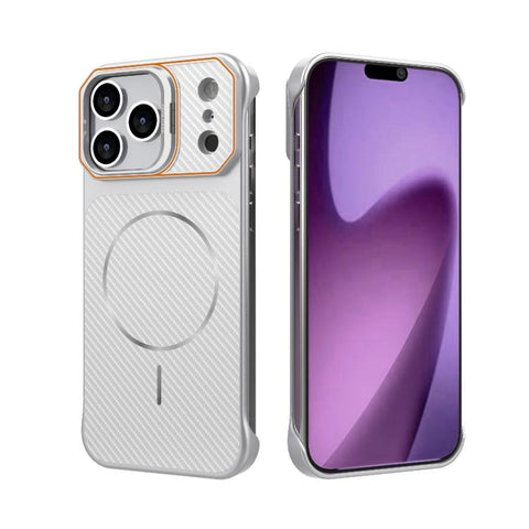 Frameless Half-Wrapped Carbon Fiber Texture PC Magnetic Phone Case, For iPhone 18 Pro, For iPhone 18 Pro Max, For iPhone 17 Pro Max, For iPhone 17 Pro, For iPhone 17, For iPhone 16 Pro Max, For iPhone 16 Pro, For iPhone 16 Plus