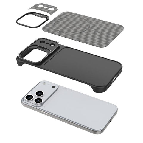 Frameless Half-Wrapped Carbon Fiber Texture PC Magnetic Phone Case, For iPhone 18 Pro, For iPhone 18 Pro Max, For iPhone 17 Pro Max, For iPhone 17 Pro, For iPhone 17, For iPhone 16 Pro Max, For iPhone 16 Pro, For iPhone 16 Plus