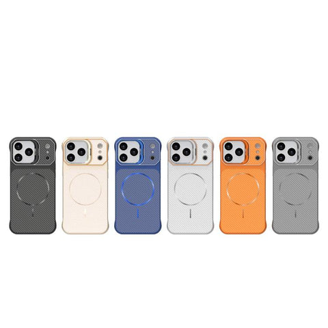 Frameless Half-Wrapped Carbon Fiber Texture PC Magnetic Phone Case, For iPhone 18 Pro, For iPhone 18 Pro Max, For iPhone 17 Pro Max, For iPhone 17 Pro, For iPhone 17, For iPhone 16 Pro Max, For iPhone 16 Pro, For iPhone 16 Plus