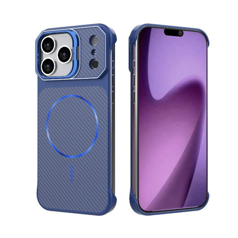 Frameless Half-Wrapped Carbon Fiber Texture PC Magnetic Phone Case, For iPhone 18 Pro, For iPhone 18 Pro Max, For iPhone 17 Pro Max, For iPhone 17 Pro, For iPhone 17, For iPhone 16 Pro Max, For iPhone 16 Pro, For iPhone 16 Plus