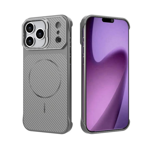 Frameless Half-Wrapped Carbon Fiber Texture PC Magnetic Phone Case, For iPhone 18 Pro, For iPhone 18 Pro Max, For iPhone 17 Pro Max, For iPhone 17 Pro, For iPhone 17, For iPhone 16 Pro Max, For iPhone 16 Pro, For iPhone 16 Plus