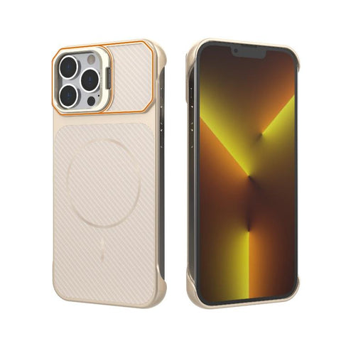 Frameless Half-Wrapped Carbon Fiber Texture PC Magnetic Phone Case, For iPhone 16, For iPhone 15 Pro Max, For iPhone 15, For iPhone 14, For iPhone 14 Pro, For iPhone 14 Pro Max, For iPhone 13 Pro Max, For iPhone 13 Pro