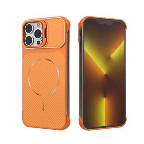 Frameless Half-Wrapped Carbon Fiber Texture PC Magnetic Phone Case, For iPhone 16, For iPhone 15 Pro Max, For iPhone 15, For iPhone 14, For iPhone 14 Pro, For iPhone 14 Pro Max, For iPhone 13 Pro Max, For iPhone 13 Pro