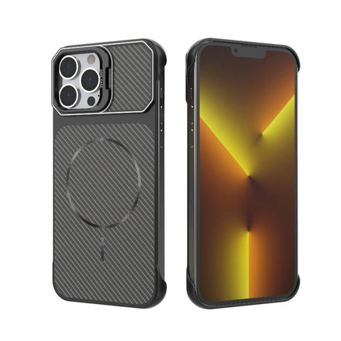 Frameless Half-Wrapped Carbon Fiber Texture PC Magnetic Phone Case, For iPhone 16, For iPhone 15 Pro Max, For iPhone 15, For iPhone 14, For iPhone 14 Pro, For iPhone 14 Pro Max, For iPhone 13 Pro Max, For iPhone 13 Pro