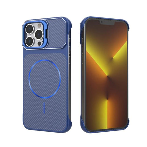 Frameless Half-Wrapped Carbon Fiber Texture PC Magnetic Phone Case, For iPhone 16, For iPhone 15 Pro Max, For iPhone 15, For iPhone 14, For iPhone 14 Pro, For iPhone 14 Pro Max, For iPhone 13 Pro Max, For iPhone 13 Pro