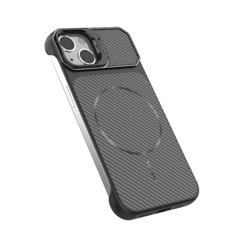 Frameless Half-Wrapped Carbon Fiber Texture PC Magnetic Phone Case, For iPhone 13