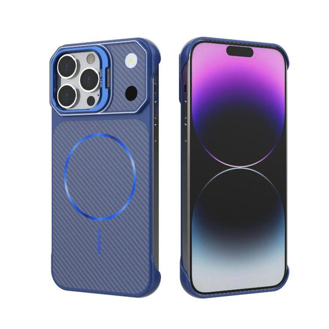 Frameless Half-Wrapped Carbon Fiber Texture PC Magnetic Phone Case, For iPhone 16, For iPhone 15 Pro Max, For iPhone 15, For iPhone 14, For iPhone 14 Pro, For iPhone 14 Pro Max, For iPhone 13 Pro Max, For iPhone 13 Pro