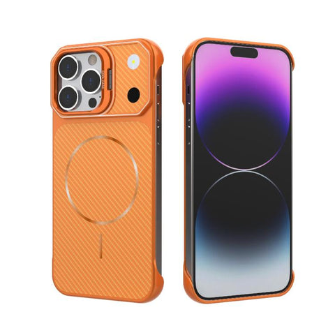 Frameless Half-Wrapped Carbon Fiber Texture PC Magnetic Phone Case, For iPhone 16, For iPhone 15 Pro Max, For iPhone 15, For iPhone 14, For iPhone 14 Pro, For iPhone 14 Pro Max, For iPhone 13 Pro Max, For iPhone 13 Pro