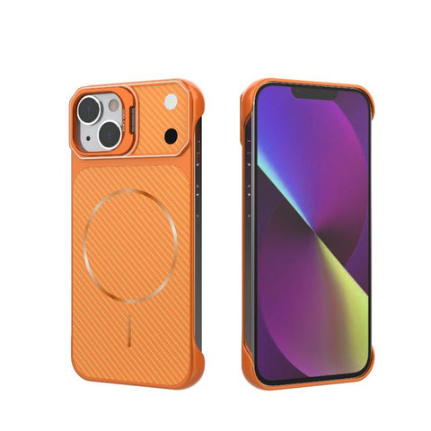 Frameless Half-Wrapped Carbon Fiber Texture PC Magnetic Phone Case, For iPhone 16, For iPhone 15 Pro Max, For iPhone 15, For iPhone 14, For iPhone 14 Pro, For iPhone 14 Pro Max, For iPhone 13 Pro Max, For iPhone 13 Pro