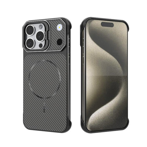 Frameless Half-Wrapped Carbon Fiber Texture PC Magnetic Phone Case, For iPhone 16, For iPhone 15 Pro Max, For iPhone 15, For iPhone 14, For iPhone 14 Pro, For iPhone 14 Pro Max, For iPhone 13 Pro Max, For iPhone 13 Pro