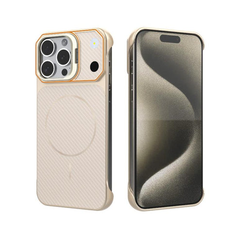 Frameless Half-Wrapped Carbon Fiber Texture PC Magnetic Phone Case, For iPhone 16, For iPhone 15 Pro Max, For iPhone 15, For iPhone 14, For iPhone 14 Pro, For iPhone 14 Pro Max, For iPhone 13 Pro Max, For iPhone 13 Pro