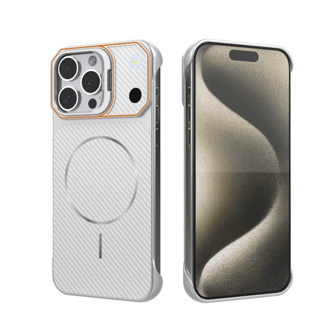 Frameless Half-Wrapped Carbon Fiber Texture PC Magnetic Phone Case, For iPhone 16, For iPhone 15 Pro Max, For iPhone 15, For iPhone 14, For iPhone 14 Pro, For iPhone 14 Pro Max, For iPhone 13 Pro Max, For iPhone 13 Pro