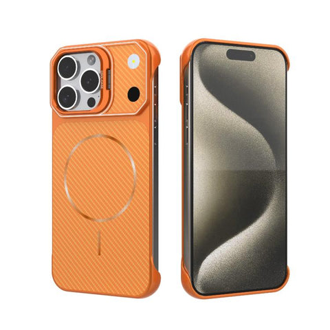 Frameless Half-Wrapped Carbon Fiber Texture PC Magnetic Phone Case, For iPhone 16, For iPhone 15 Pro Max, For iPhone 15, For iPhone 14, For iPhone 14 Pro, For iPhone 14 Pro Max, For iPhone 13 Pro Max, For iPhone 13 Pro