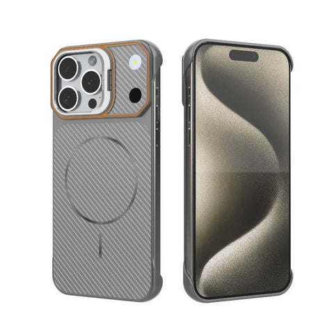 Frameless Half-Wrapped Carbon Fiber Texture PC Magnetic Phone Case, For iPhone 16, For iPhone 15 Pro Max, For iPhone 15, For iPhone 14, For iPhone 14 Pro, For iPhone 14 Pro Max, For iPhone 13 Pro Max, For iPhone 13 Pro
