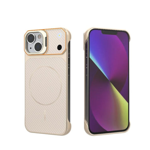 Frameless Half-Wrapped Carbon Fiber Texture PC Magnetic Phone Case, For iPhone 16, For iPhone 15 Pro Max, For iPhone 15, For iPhone 14, For iPhone 14 Pro, For iPhone 14 Pro Max, For iPhone 13 Pro Max, For iPhone 13 Pro