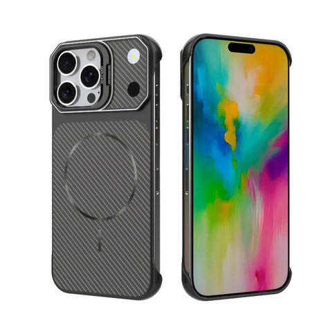 Frameless Half-Wrapped Carbon Fiber Texture PC Magnetic Phone Case, For iPhone 18 Pro, For iPhone 18 Pro Max, For iPhone 17 Pro Max, For iPhone 17 Pro, For iPhone 17, For iPhone 16 Pro Max, For iPhone 16 Pro, For iPhone 16 Plus