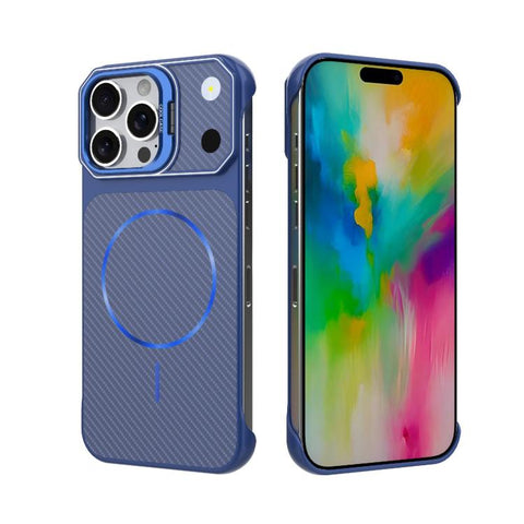 Frameless Half-Wrapped Carbon Fiber Texture PC Magnetic Phone Case, For iPhone 18 Pro, For iPhone 18 Pro Max, For iPhone 17 Pro Max, For iPhone 17 Pro, For iPhone 17, For iPhone 16 Pro Max, For iPhone 16 Pro, For iPhone 16 Plus