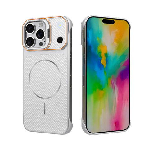 Frameless Half-Wrapped Carbon Fiber Texture PC Magnetic Phone Case, For iPhone 18 Pro, For iPhone 18 Pro Max, For iPhone 17 Pro Max, For iPhone 17 Pro, For iPhone 17, For iPhone 16 Pro Max, For iPhone 16 Pro, For iPhone 16 Plus