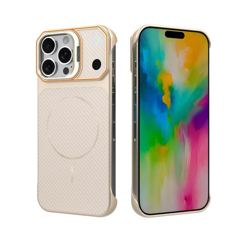 Frameless Half-Wrapped Carbon Fiber Texture PC Magnetic Phone Case, For iPhone 18 Pro, For iPhone 18 Pro Max, For iPhone 17 Pro Max, For iPhone 17 Pro, For iPhone 17, For iPhone 16 Pro Max, For iPhone 16 Pro, For iPhone 16 Plus