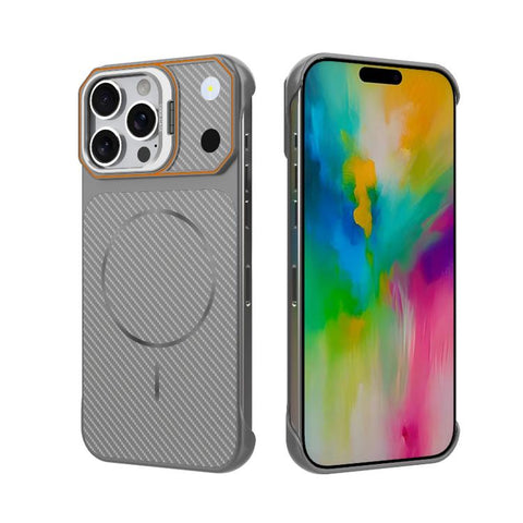 Frameless Half-Wrapped Carbon Fiber Texture PC Magnetic Phone Case, For iPhone 18 Pro, For iPhone 18 Pro Max, For iPhone 17 Pro Max, For iPhone 17 Pro, For iPhone 17, For iPhone 16 Pro Max, For iPhone 16 Pro, For iPhone 16 Plus