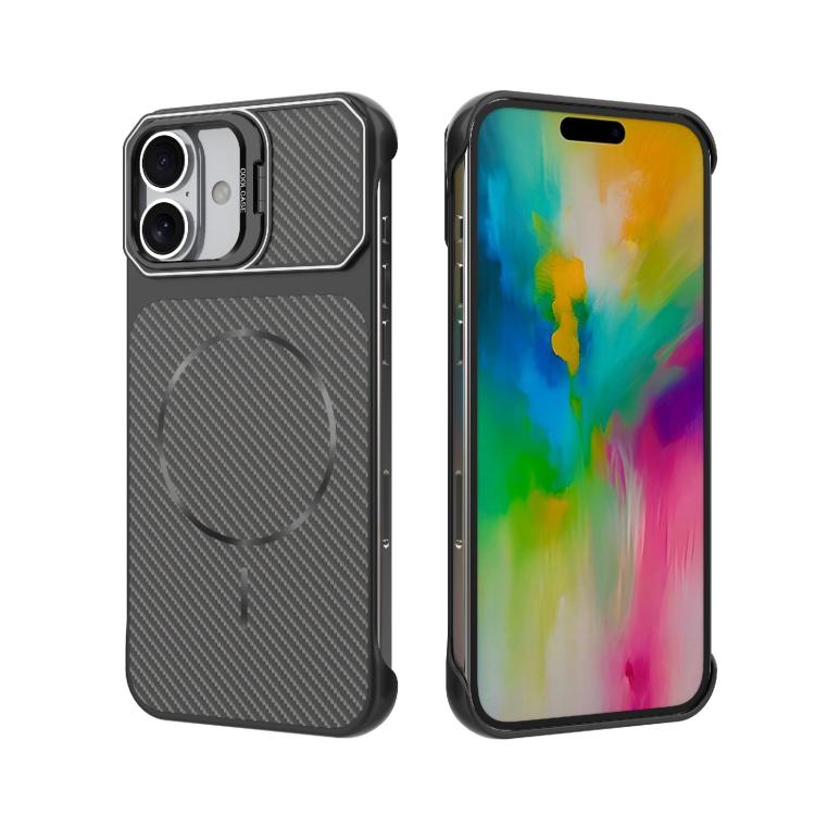 Frameless Half-Wrapped Carbon Fiber Texture PC Magnetic Phone Case, For iPhone 16, For iPhone 15 Pro Max, For iPhone 15, For iPhone 14, For iPhone 14 Pro, For iPhone 14 Pro Max, For iPhone 13 Pro Max, For iPhone 13 Pro
