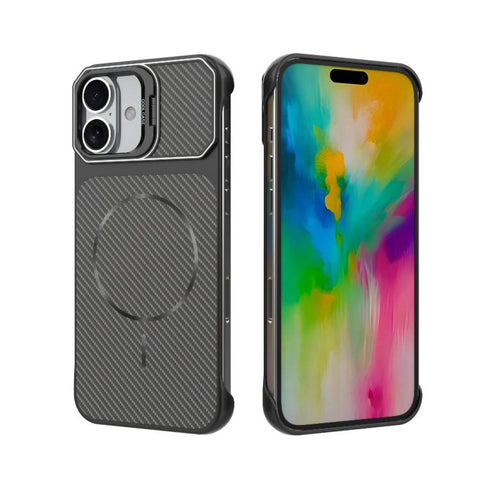 Frameless Half-Wrapped Carbon Fiber Texture PC Magnetic Phone Case, For iPhone 16, For iPhone 15 Pro Max, For iPhone 15, For iPhone 14, For iPhone 14 Pro, For iPhone 14 Pro Max, For iPhone 13 Pro Max, For iPhone 13 Pro