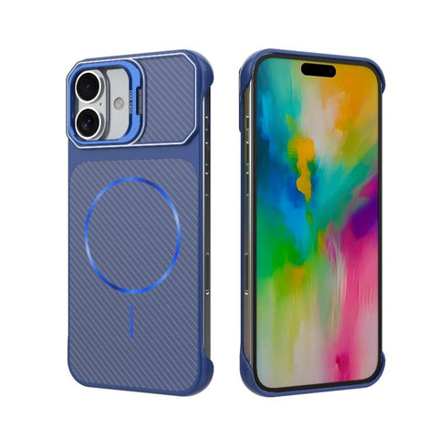 Frameless Half-Wrapped Carbon Fiber Texture PC Magnetic Phone Case, For iPhone 16, For iPhone 15 Pro Max, For iPhone 15, For iPhone 14, For iPhone 14 Pro, For iPhone 14 Pro Max, For iPhone 13 Pro Max, For iPhone 13 Pro