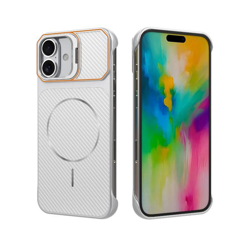 Frameless Half-Wrapped Carbon Fiber Texture PC Magnetic Phone Case, For iPhone 16, For iPhone 15 Pro Max, For iPhone 15, For iPhone 14, For iPhone 14 Pro, For iPhone 14 Pro Max, For iPhone 13 Pro Max, For iPhone 13 Pro