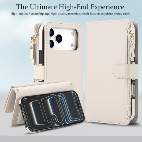 KLT-033 Detachable 2 in 1 Zipper Wallet Magnetic Phone Case with Lanyard, For iPhone 18 Pro, For iPhone 18 Pro Max, For iPhone 17e / 16e, For iPhone 17 Pro Max, For iPhone 17 Pro, For iPhone 17