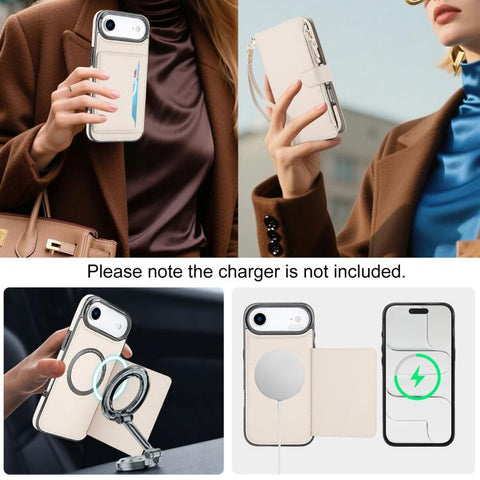 KLT-033 Detachable 2 in 1 Zipper Wallet Magnetic Phone Case with Lanyard, For iPhone Air, For iPhone 16 Pro Max, For iPhone 16 Pro, For iPhone 16 Plus, For iPhone 16, For iPhone 15 Pro Max