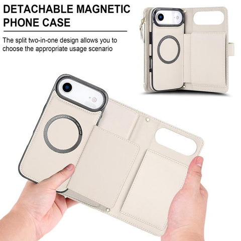 KLT-033 Detachable 2 in 1 Zipper Wallet Magnetic Phone Case with Lanyard, For iPhone Air, For iPhone 16 Pro Max, For iPhone 16 Pro, For iPhone 16 Plus, For iPhone 16, For iPhone 15 Pro Max