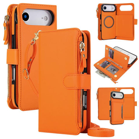 KLT-033 Detachable 2 in 1 Zipper Wallet Magnetic Phone Case with Lanyard, For iPhone Air, For iPhone 16 Pro Max, For iPhone 16 Pro, For iPhone 16 Plus, For iPhone 16, For iPhone 15 Pro Max