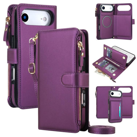 KLT-033 Detachable 2 in 1 Zipper Wallet Magnetic Phone Case with Lanyard, For iPhone Air, For iPhone 16 Pro Max, For iPhone 16 Pro, For iPhone 16 Plus, For iPhone 16, For iPhone 15 Pro Max
