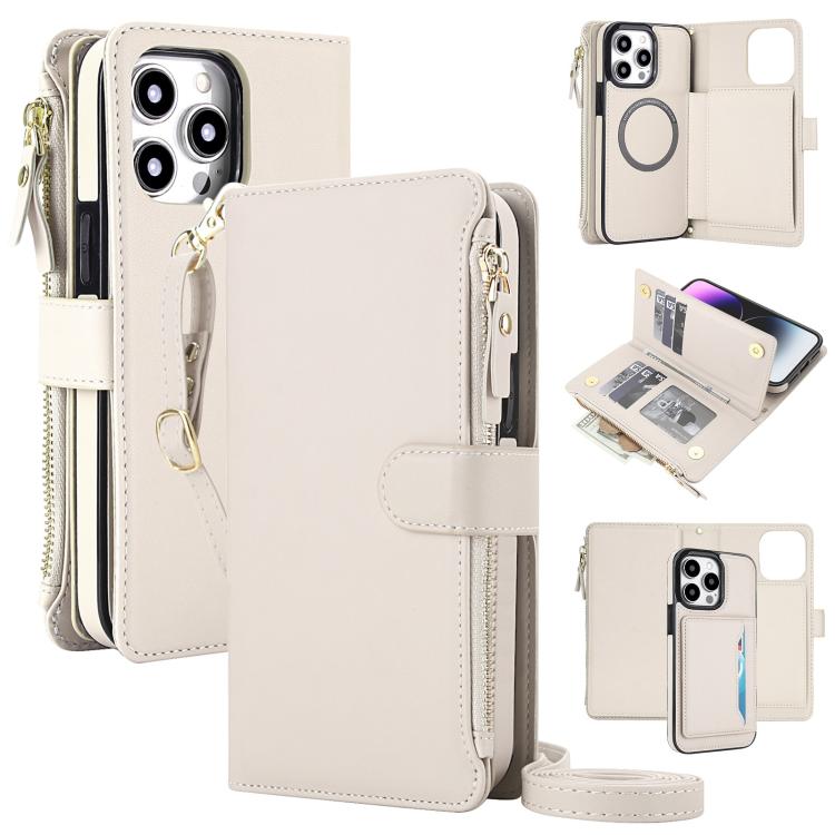 KLT-033 Detachable 2 in 1 Zipper Wallet Magnetic Phone Case with Lanyard, For iPhone 15 Pro, For iPhone 15 Plus / 14 Plus, For iPhone 15, For iPhone 14 / 13, For iPhone 14 Pro, For iPhone 14 Pro Max